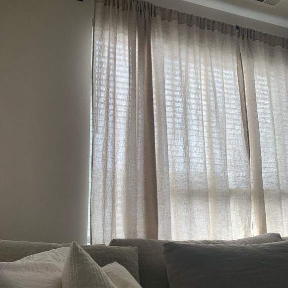 LinenTales Night Time Tunnel Wide Curtains Linen Melange 91”x79”. - Picture 4 of 5